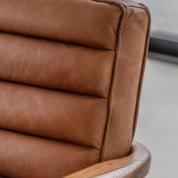 Datsun Armchair Vintage Brown Leather - thumbnail 4