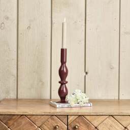 Oval Glass Candle Stick in Cherry