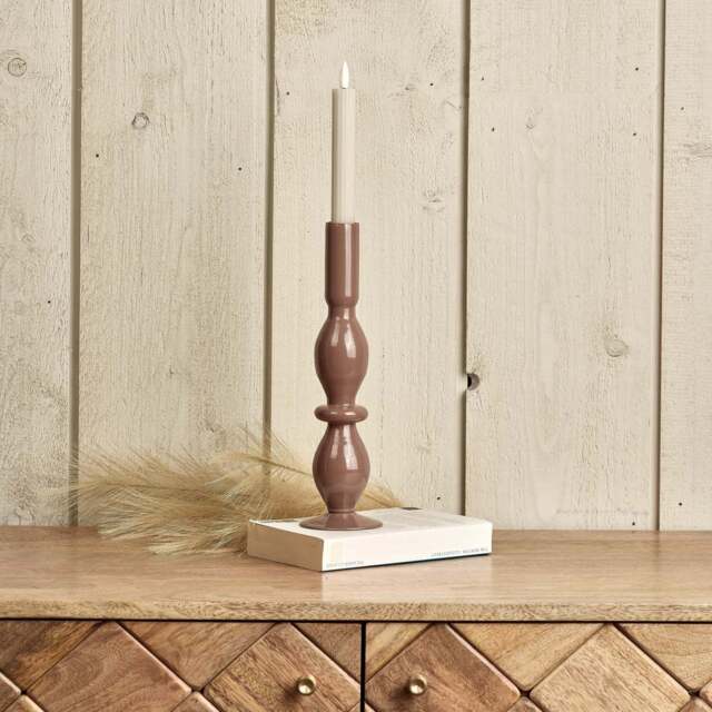 Oval Glass Candle Stick in Misty Rose - image 1