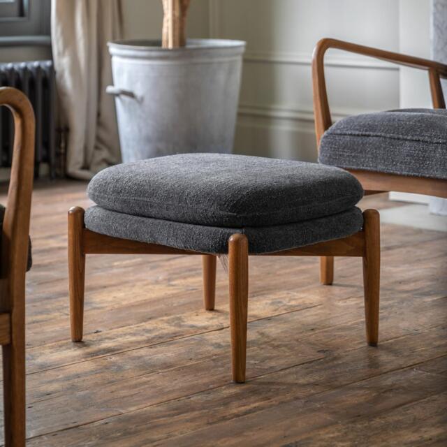 Datsun Footstool Charcoal Boucle - image 1