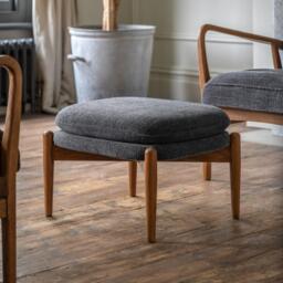 Datsun Footstool Charcoal Boucle - thumbnail 1