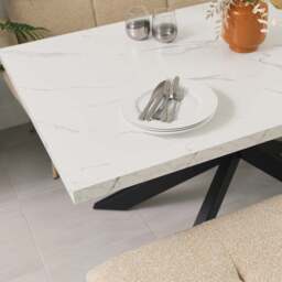Jupiter 150cm Dining Table - Marble - With Sloane Corner & Low Bench - thumbnail 4