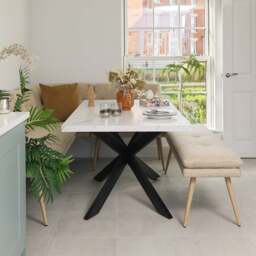 Jupiter 150cm Dining Table - Marble - With Sloane Corner & Low Bench - thumbnail 2