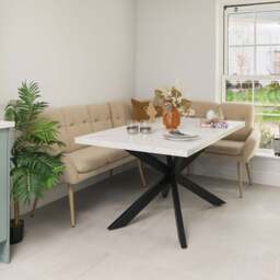 Jupiter 150cm Dining Table - Marble - With Sloane Corner & Low Bench - thumbnail 6