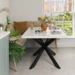 Jupiter 150cm Dining Table - Marble - With Sloane Corner & Low Bench - thumbnail 5