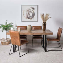 Adelaide 180cm Dining Table & 4 Hardy Dining Chairs - Tan - thumbnail 1