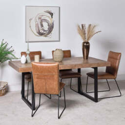 Adelaide 180cm Dining Table & 4 Hardy Dining Chairs - Tan - thumbnail 2