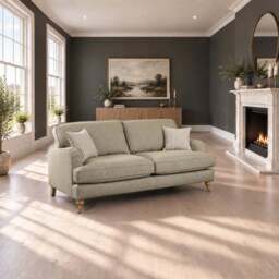 Eastbourne 3 Seater Sofa in Olive with Olive Stripe Cushions - thumbnail 1