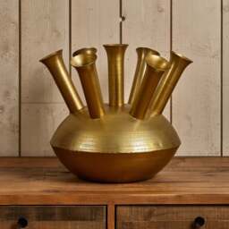 Aluminium Dome Vase in Shiny Brass Finish - Small - thumbnail 2