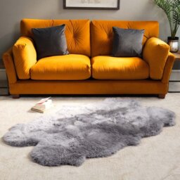 New Zealand Extra-Large Steel Sheepskin Rug - 110cm x 180cm - thumbnail 1