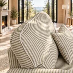 Eastbourne Armchair in Olive Stripe with Olive Stripe Cushion - thumbnail 5