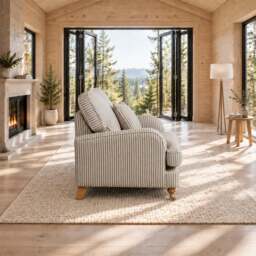 Eastbourne Armchair in Olive Stripe with Olive Stripe Cushion - thumbnail 3