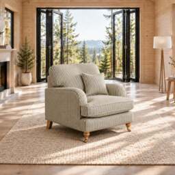 Eastbourne Armchair in Olive Stripe with Olive Stripe Cushion - thumbnail 1