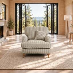 Eastbourne Armchair in Olive Stripe with Olive Stripe Cushion - thumbnail 2