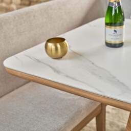 Sutton 160cm Dining Table - Ash with Hampton Corner Bench in Grey RHF - thumbnail 3