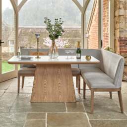Sutton 160cm Dining Table - Ash with Hampton Corner Bench in Grey RHF - thumbnail 2