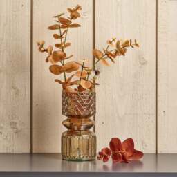 Cut Glass Vase with Diamonds and Lines Design in Luster Brown - Small - thumbnail 1