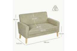 Modern Velvet Two-Seater Sofa - Tufted Settee with Wooden Legs - thumbnail 7