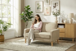 Modern Velvet Two-Seater Sofa - Tufted Settee with Wooden Legs - thumbnail 2