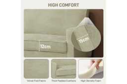Modern Velvet Two-Seater Sofa - Tufted Settee with Wooden Legs - thumbnail 4