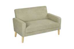 Modern Velvet Two-Seater Sofa - Tufted Settee with Wooden Legs