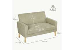 Modern Velvet Two-Seater Sofa - Tufted Settee with Wooden Legs - thumbnail 3