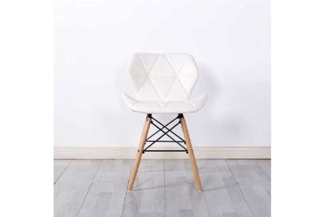 Simpa Elegant Millmead Faux Leather White Dining Chairs - Scandi Style, Solid Beech Wood, Padded Comfort - image 1