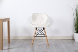 Simpa Elegant Millmead Faux Leather White Dining Chairs - Scandi Style, Solid Beech Wood, Padded Comfort - thumbnail 2