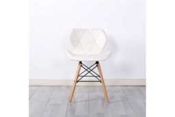 Simpa Elegant Millmead Faux Leather White Dining Chairs - Scandi Style, Solid Beech Wood, Padded Comfort - thumbnail 3