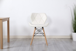 Simpa Elegant Millmead Faux Leather White Dining Chairs - Scandi Style, Solid Beech Wood, Padded Comfort - thumbnail 4