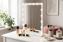 Hollywood Style Rectangular LED Lighted Makeup Mirror with Touch Control - thumbnail 2