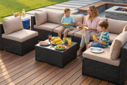 Outdoor 6-Seater Modular Rattan Corner Sofa Set with Coffee Table