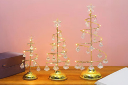Luxury Crystal LED Christmas Tree Table Lamp - Battery Operated, Modern Festive Lighting (3 Sizes, Warm or Cool White)