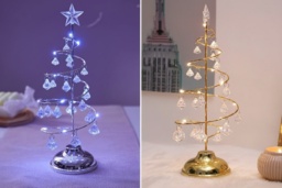 Luxury Crystal LED Christmas Tree Table Lamp - Battery Operated, Modern Festive Lighting (3 Sizes, Warm or Cool White) - thumbnail 2