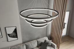 Modern 3-Ring LED Ceiling Light with Dimmable Remote - Adjustable Lighting & Contemporary Shape - thumbnail 3