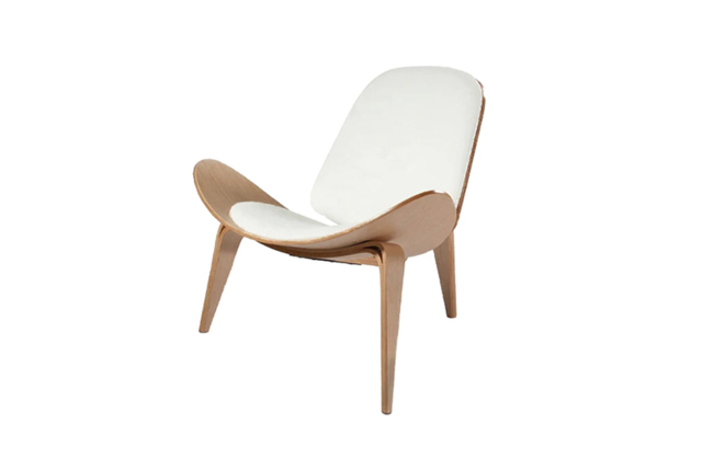 Hans Wegner Faux Leather Shell Chair - Mid-Century Modern, 2 Colours, Wooden Legs - image 1