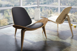 Hans Wegner Faux Leather Shell Chair - Mid-Century Modern, 2 Colours, Wooden Legs - thumbnail 6