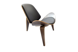 Hans Wegner Faux Leather Shell Chair - Mid-Century Modern, 2 Colours, Wooden Legs - thumbnail 7