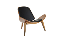 Hans Wegner Faux Leather Shell Chair - Mid-Century Modern, 2 Colours, Wooden Legs - thumbnail 8