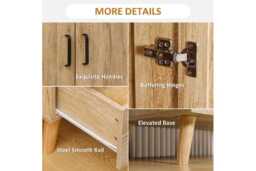 Contemporary Double Oak-Effect Wardrobe with Storage Drawers & Anti-Tip Safety - Modern Double Door Bedroom Wardrobe - thumbnail 4