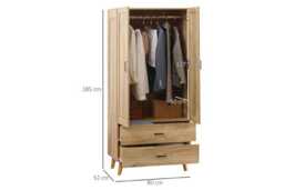 Contemporary Double Oak-Effect Wardrobe with Storage Drawers & Anti-Tip Safety - Modern Double Door Bedroom Wardrobe - thumbnail 2