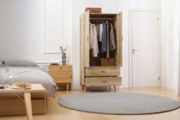 Contemporary Double Oak-Effect Wardrobe with Storage Drawers & Anti-Tip Safety - Modern Double Door Bedroom Wardrobe - thumbnail 1