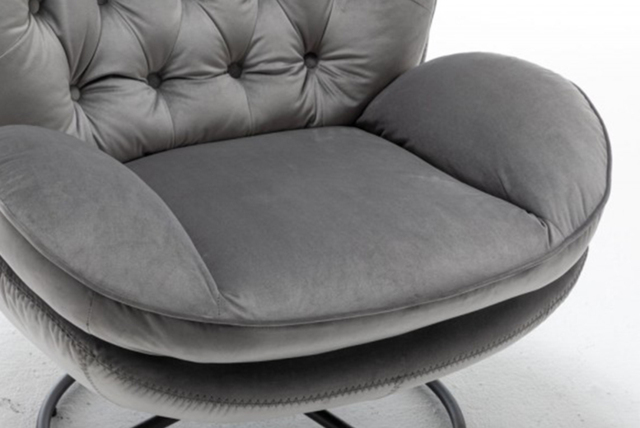 PRICE DROP! Swivel Chair with Foot Stool - Grey or Cream - image 1
