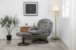 PRICE DROP! Swivel Chair with Foot Stool - Grey or Cream - thumbnail 2