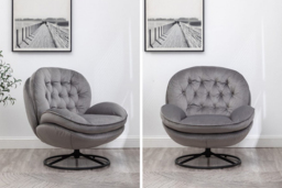 PRICE DROP! Swivel Chair with Foot Stool - Grey or Cream - thumbnail 4