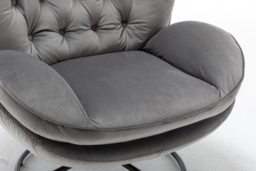 PRICE DROP! Swivel Chair with Foot Stool - Grey or Cream - thumbnail 1