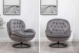 PRICE DROP! Swivel Chair with Foot Stool - Grey or Cream - thumbnail 8
