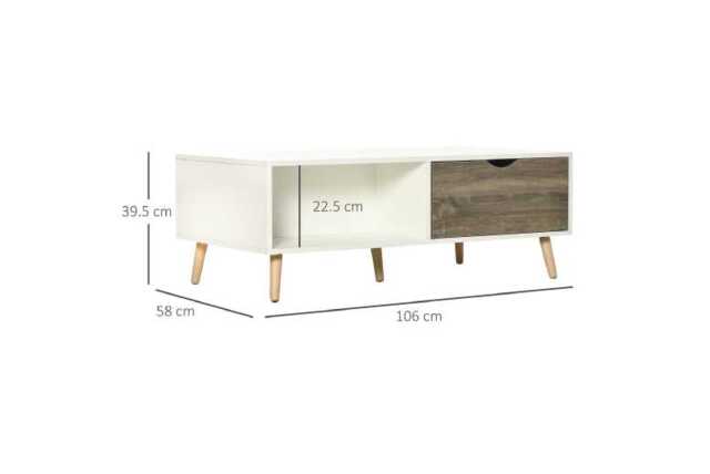Modern White Coffee Table with Storage - Contemporary Easy-Clean Living Room Furniture - image 1