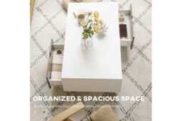Modern White Coffee Table with Storage - Contemporary Easy-Clean Living Room Furniture - thumbnail 4