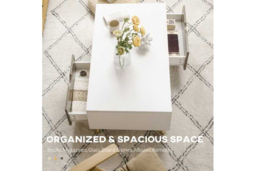 Modern White Coffee Table with Storage - Contemporary Easy-Clean Living Room Furniture - thumbnail 8